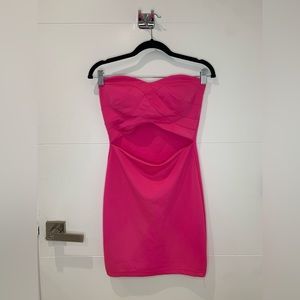 Hot Pink Strapless Mini Dress